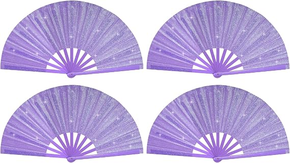 tiggell 4 Pcs Large Line Dancing Rave Fans, Popping Clacking Fans for Ground Dance for Festival Wedding Party Performance Decoration 13 inch