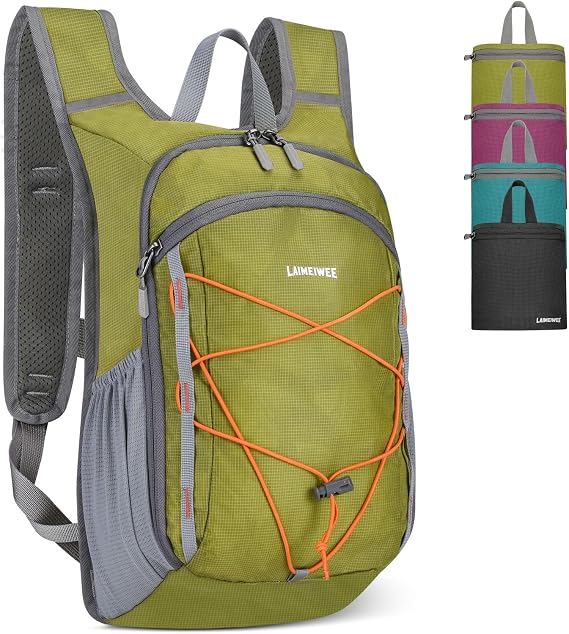 Hiking Backpack Small 13L Foldable Backpack Women Men Daypack Ultralight Trekking Backpack Travel Backpack Packable Hiking Backpack for Outdoor Hiking Travel Green