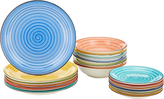 Tognana LS17018M025 Art & Pepper 18-Piece Dinner Set, Stone, Multi-Coloured
