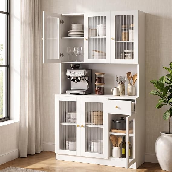 71" Tall Pantry Cabinet with Storage,Kitchen Storage Cabinet White