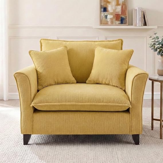 Merax Chenille Oversized Accent Chair - 46.9W Big Comfy Reading Chair, Modular Cloud Chair, Cozy Armchair for Living Room, Bedroom, Kids Room, Family Room, Reading Nook, Yellow