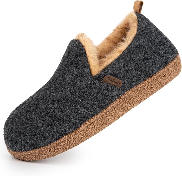 LongBay Women's Felt Bootie Slippers Warm Winter Cozy House Shoes Gift