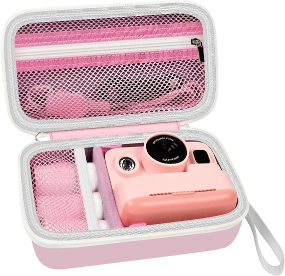 Kids Instant Print Camera Case for DYLANTO for ESOXOFFORE Cameras | Portable Digital Camera Case Organizer for ETIKEZ for YTETCN for DUDUDRAGON with Pocket for Accessories (Box Only)-Pink
