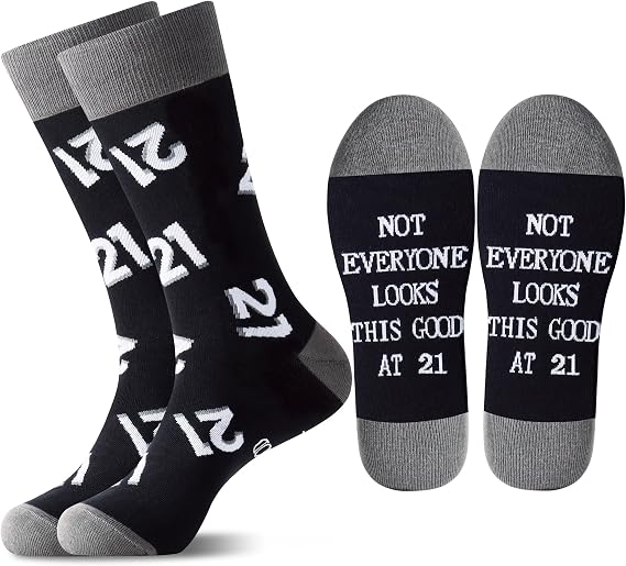 Jeasona 30th 40th 50th 60th 70th Birthday Gifts for Men Black Crew Cotton Socks