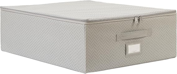 Ocean Home Textile Orta Boy Gri Balıksırtı Destekli Kutu Hurç 45 x 55 x 18 cm
