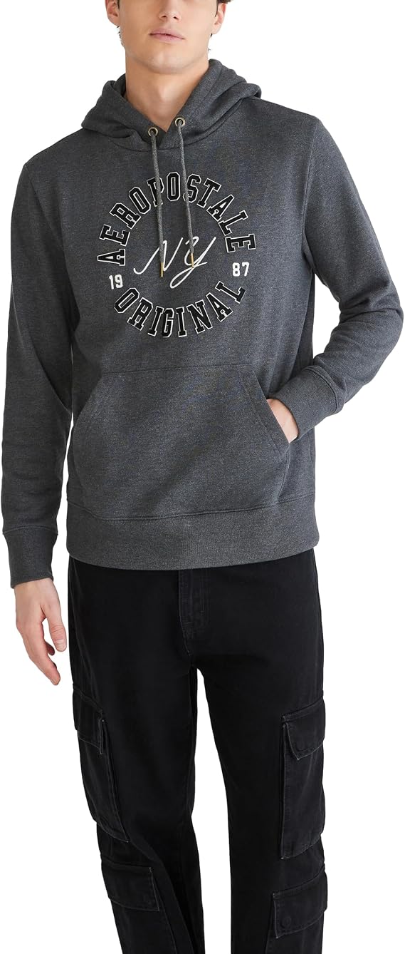 AEROPOSTALE Men's Aero Logo Popover Hoodie- Circle