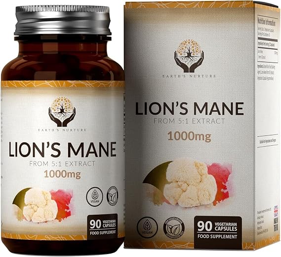 EN Lion's Mane Mushroom, 90 Capsules, 1000mg 5:1 Lions Mane Extract