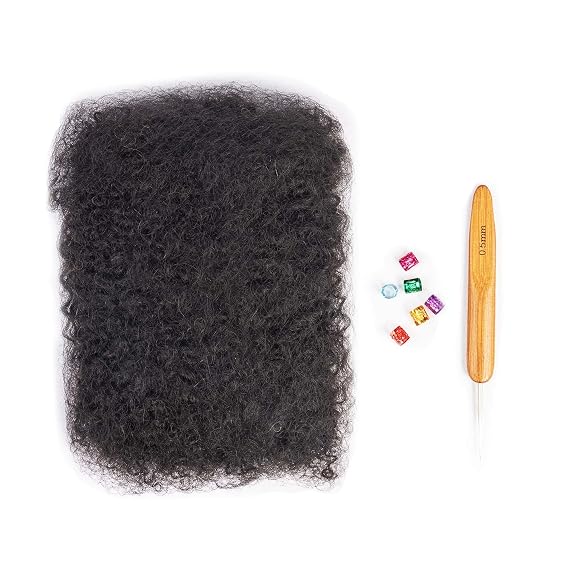 Afro Kinkys Bulk 100% Human Virgin Hair - 8inch,1oz/30g,Natural Black - 4C Texture - for Dreadlocks, Loc Repair, Twists, Braids - Can Be Bleached and Dyed to Honey Blond Color