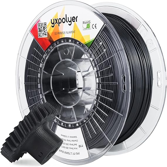 3D Printer Filament PPS Filament Reinforced and Remanufactured 1kg 2.2lbs, 1.75mm Engineering Chemical Resistant Thermoplastic Plastic with PC Spool, 3D Printed Filament High Melting Point up to 300°C