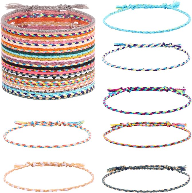 JEWPAPK 30-36Pcs Woven Wrap Friendship Bracelets for Women