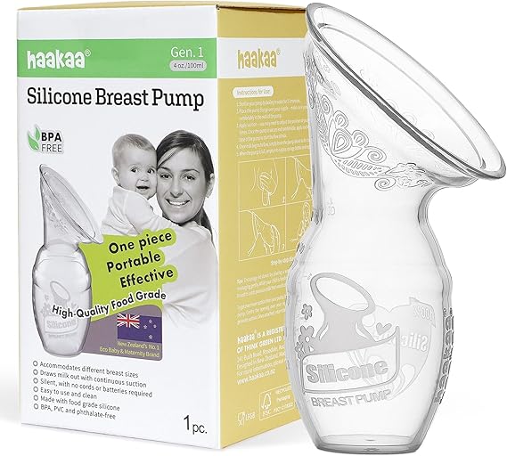 haakaa Silicone Manual Breast Pump, Food Grade Silicone - 4oz/100ml