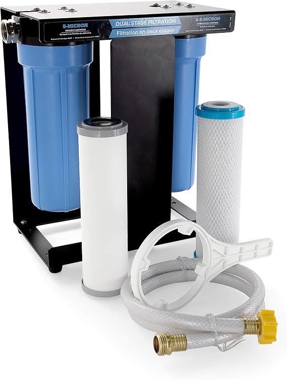 Camco EVO X2 Dual Stage Camper/RV Water Filter Kit - Made in the USA