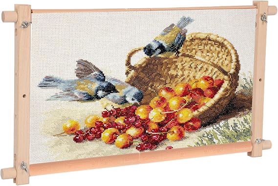 Cross Stitch Frame 21" x 12", Beech Wood Embroidery Scroll Frame, Needlepoint Stretcher Bars, Easy Assembly Tapestry Frame Holder for Cross Stitch, Embroidery and Needlework Supplies