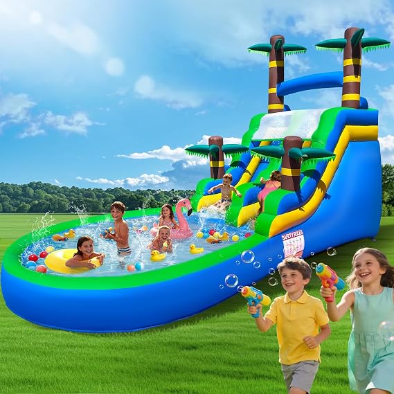 25FT Inflatable Water Slide for Adults, Large 100% PVC Waterslide with Big Splash Pool, Widen Slide with Shallow Pool, Ideal for Backyard, Park, Commercial