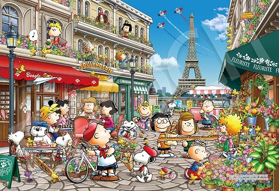 EPOCH 1053 Super Small Piece Jigsaw Puzzle Peanuts Snoopy in Paris 10.2 x 15.0 inches 26 x 38 cm 32-611s with Glued Spatula Included