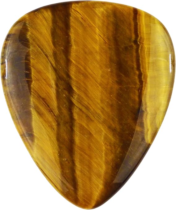 Handcrafted Yellow Tiger's Eye Stone Plectrum - 3.0 mm Ultra Heavy Gauge - 351 Shape - Exotic Guitar or Bass Pick by Yellow Tiger