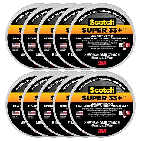 Scotch 3M Super 33+ Vinyl Electrical Tape.75-Inch by 66-Feet, 10-Pack