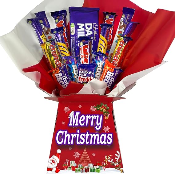 Christmas Chocolate Gift Hamper Bouquet Box (Compatible with CADBURY RED MIX LG)