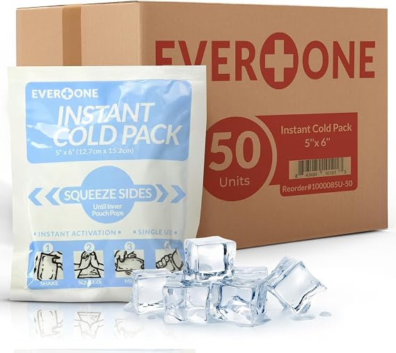 Instant Cold Pack | Disposable Ice Packs Cold Therapy for Injuries, Swelling, Inflammation, Muscle Strains Ideal for First Aid Kits 5x6 Inches, 50 Count