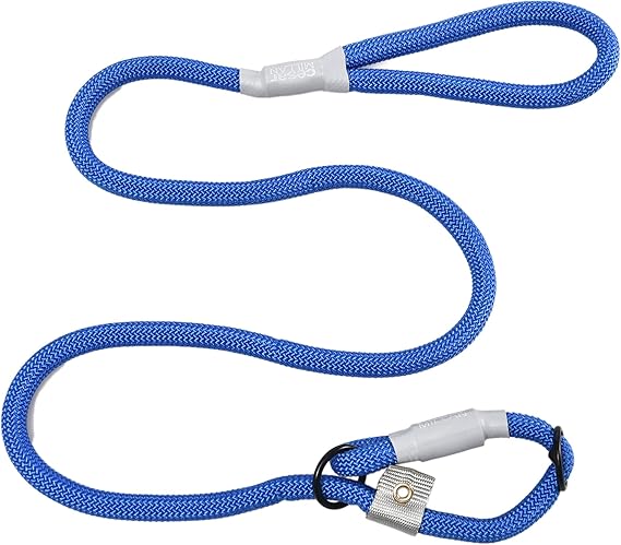 Cesar Millan Slip Lead LeashTM - 2-in-1 Slip Collar Dog Training Lead & Collar | Heavy Duty Durable Weatherproof Rope Leash, No Pull Training | Length 4ft Diameter 1/2 (Large, Blue)