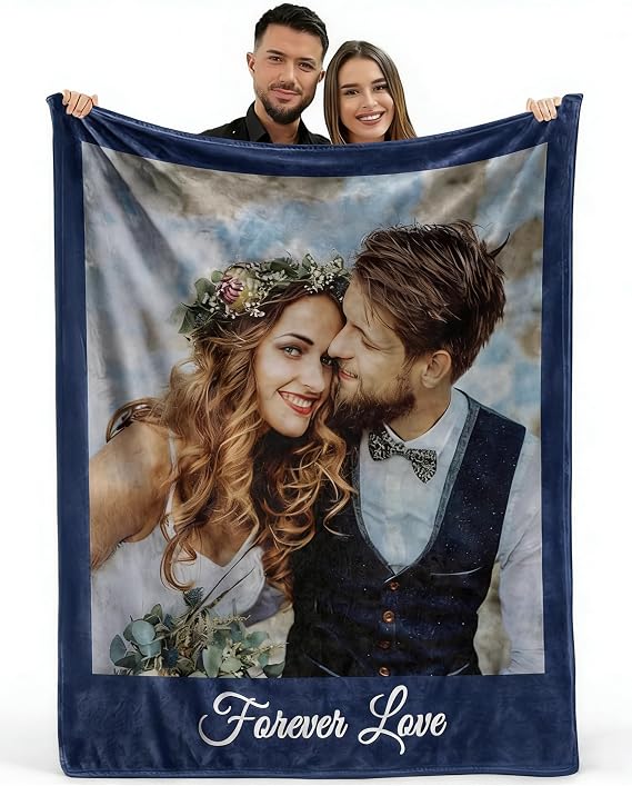 MeMoShe Custom Blankets with Photos Personalized Couples Gifts Customized Picture Blanket I Love You Gifts Birthday Gift for Wife Husband Girlfriend Boyfriend, 30''X40''