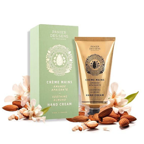 Panier des Sens Sweet Almond Hand Cream for Dry Skin, 2.5 fl oz | Premium French Hand Cream | 97% Natural Ingredients | Softening Care For Women | Vegan Formula | Made In France