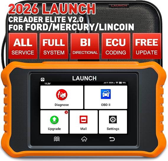 Launch X431 Creader Elite 2.0 for Ford OBD2 Scanner,BiDirectional Scan Tool | Full System, All Resets, ECU Code, AutoVIN, Lifetime Free Update, Scan Tool for Ford/Lincoln/Mercury/Mazda