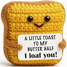 Funny for Boyfriend Girlfriend Husband Wife - Cute Crochet Toast I Loaf You Toast Decor - Wedding Anniversary Birthday Present, Romantic Valentines Day Gift for Him Her