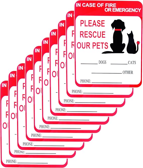 in Case of Fire Or Emergency Please Rescue Our Pets Stickers