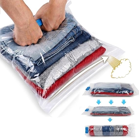 G-FORCE 8pk Roll-Up Storage Bag Compression Bags | Space Saver Travel Packing Organizers | No Vacuum Needed | Premium Storage Solutions