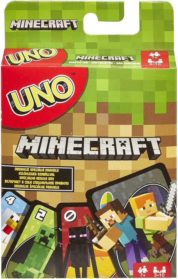 Mattel Games UNO Minecraft Card Game for Kids, Adults, Families & Parties, Deck & Special Rule Inspired by the Video Game, 2 to 10 Players