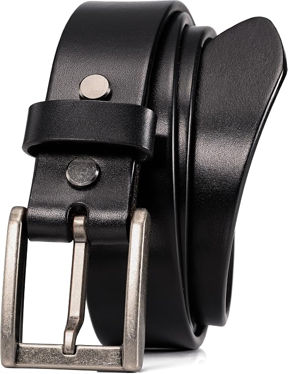 WOLFANT Men's Thicken Full Grain Leather Belt,100% Italian Solid Leather