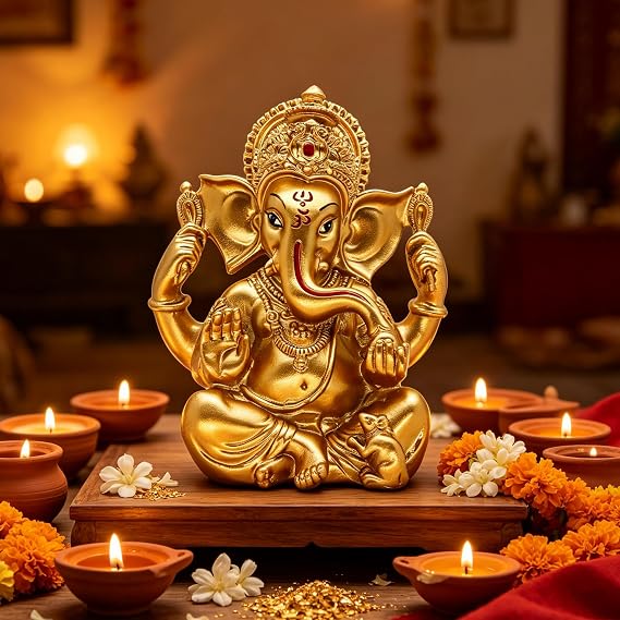 BangBangDa Hindu God Lord Ganesha Statue for Diwali Pooja Item