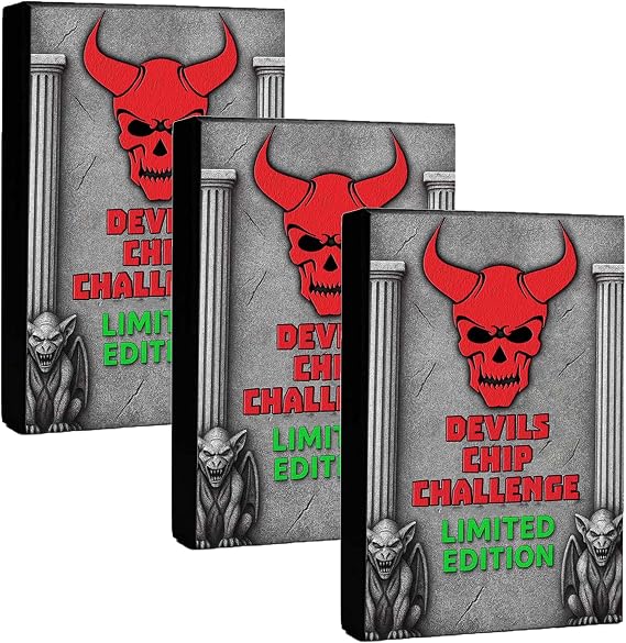 DEVILS CHIP CHALLENGE ® - Limited Edition World Hottest Chip with Carolina Reaper and Natural Flavour - Vegetarian Hottest Chip Challenge for Friends and Family Gatherings/Halloween/Parties (3)