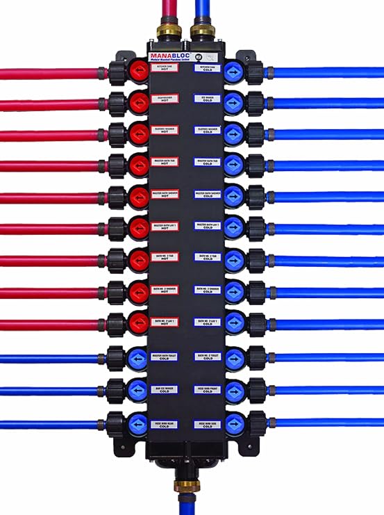 Viega 50142 PureFlow Zero Lead Manabloc Poly Alloy PEX Crimp in 3/8-Inch and 14 No. of Outlets