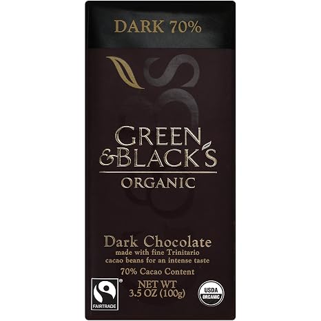 Green & Black's Organic Chocolate Bar, Dark 70% Cocoa, 3.5 Ounce