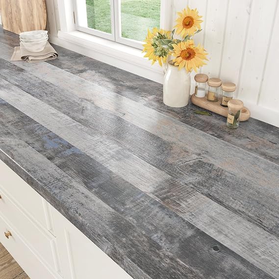 Brown Wood Contact Paper Peel and Stick Countertops Waterproof Rustic Wood Grain Contact Paper Self Adhesive Kitchen Countertop Shiplap Wallpaper for Table Desk Wrap Vinyl 17.71"x 118"