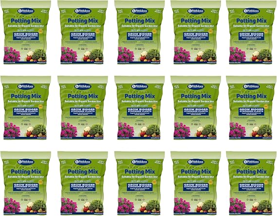 PittMoss Plentiful Eco-Friendly, Organic, Peat-Free Potting Mix, 10 Quarts (Pack of 15) for Gardens, Houseplants, Mulching & More - Made in USA from Recycled Paper