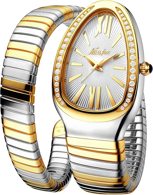 MASTOP Snake Face Watch for Women 5.9-7.1in Snake Shape Face Women Watches Ladies Watches Waterproof Steel Dainty Dress Female Wrist Watches Relogio Feminino