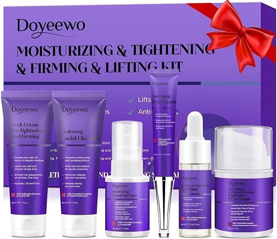 Skin Care Set,6Pcs Tighten, Lift, Firm, Hydrate & Radiant Facial Skincare