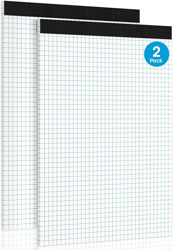 Graph Paper Pads A4 Lined Paper Graph Notebook, 2 Pack 4x4 Quad Grid Paper