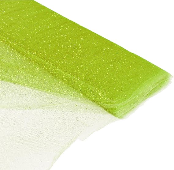54" by 10 Yards (30 ft) Glitter Fabric Tulle Bolt for Wedding and Decoration (Apple Green)