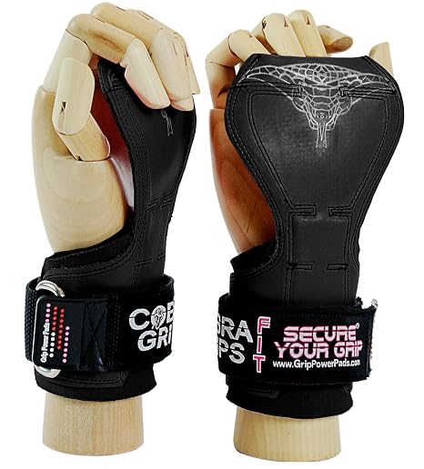 Cobra Grips FIT FOR LADIES! Weight Lifting Gloves Heavy Duty Straps Alternative to Power Lifting Hooks For Deadlifts With Built in Adjustable Neoprene Padded Wrist Wrap Support. (Women Black Rubber)