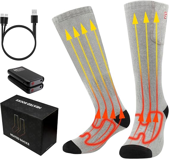 MMlove Heated Socks, Rechargeable Heated Socks for Men Women