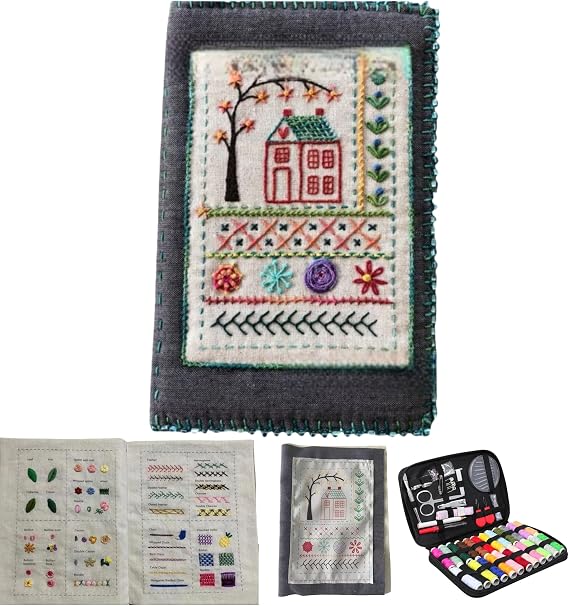 beyomanch DIY Stitch Book Kit, Handmade Embroidery Stitches Book, Creative Craft Embroidery, Portable Sewing Kit for Enthusiast and Beginner, Unique Handmade Gift (B-106 Stitches)