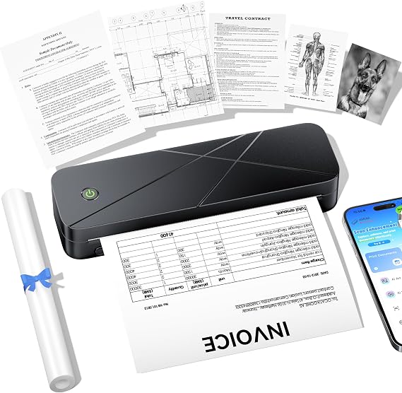 TATTMUSE A282M Portable Printer Thermal for Travel, 8.5 x 11, Black