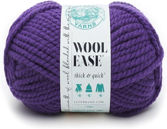 Lion Brand Yarn Wool-Ease Thick & Quick Yarn, Soft and Bulky Yarn for Knitting, Crocheting, and Crafting, 1 Skein, Iris