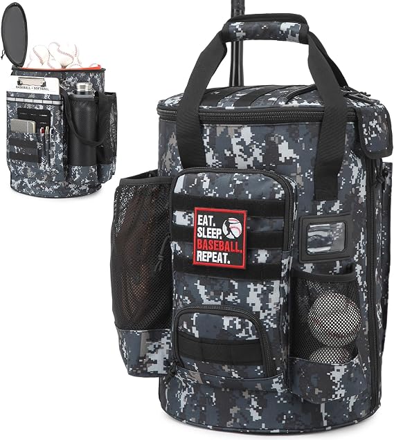 Baseball Bucket Bag 6 Gallon Multi Pockets Softball Coaching Equipment Bag