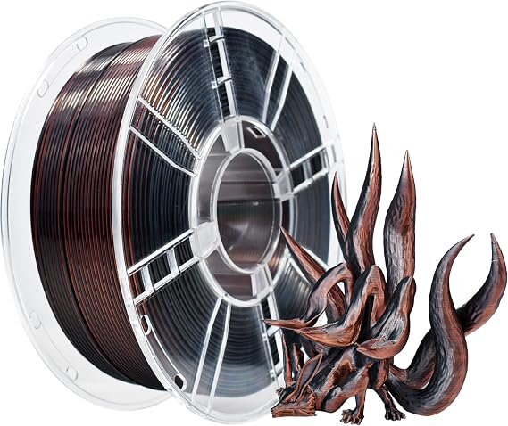 iBOSS Silk Tri-Color PLA Plus 3D Printer Filament, 1.75mm 1 kg Spool, Shiny Silk PLA+ Filament Dimensional Accuracy +/- 0.02 mm, Fit Most FDM 3D Printers (Silk Black Red Copper)