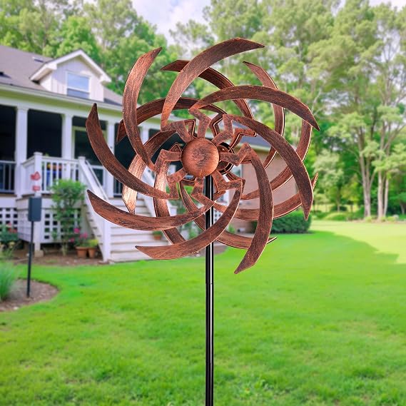 Wind Spinners Outdoor Garden Decor, 360Metal Kinetic Wind Sculpture Spinner, 16W*76H inch Windmill for Yard, Patio, Backyard, Garden Gifts for Women
